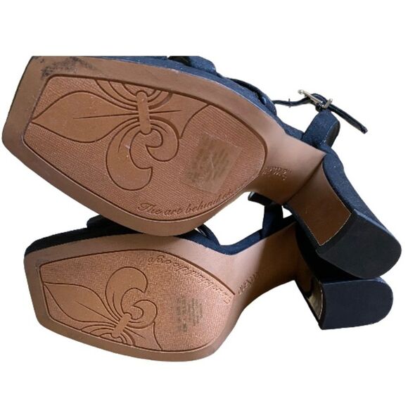 NEW Franco Sarto Damalis Platform Sandals Size 6.5 Heels in Black Galaxy Sparkle - Picture 12 of 16